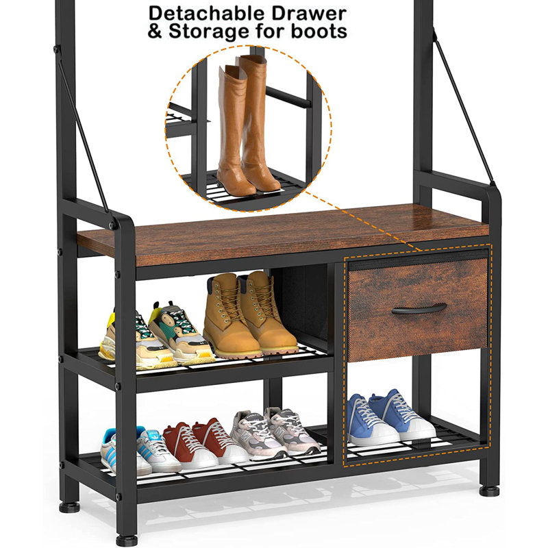 Coat Rack Stand Entryway Rack Shoe outlets Hall Tree Storage Bench Kitchen Hook Boot Han